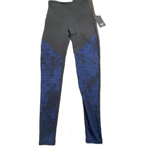 Lanston Sports Women yoga leggings sports fitness pants Black/Blue Pattern XS